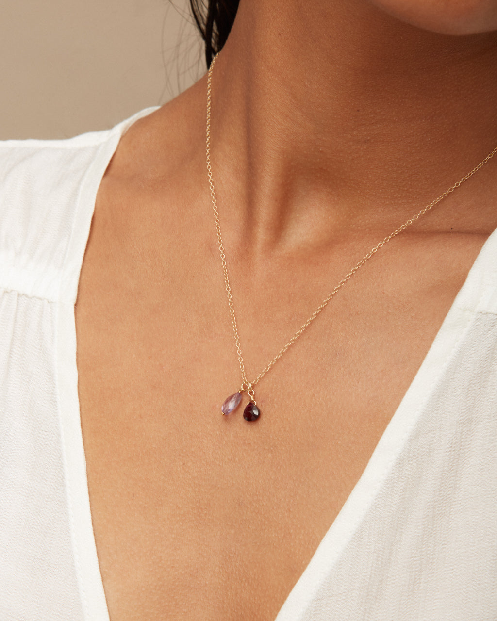 14K Gold Filled Amethyst & Garnet Necklace | Inspiration Her Jewellery