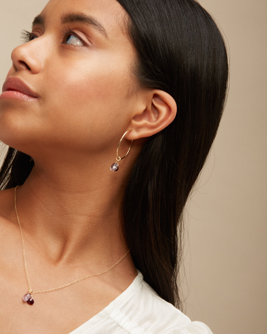 14K Gold Filled Amethyst & Garnet Earrings | Inspiration Her Jewellery