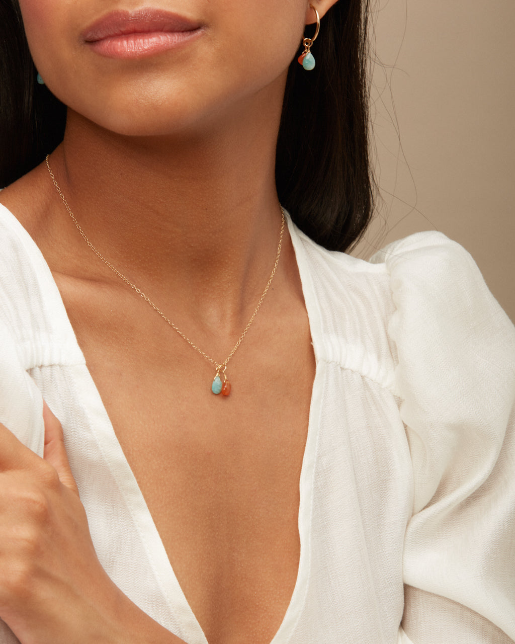 14K Gold Filled Amazonite & Carnelian Necklace | Inspiration Her