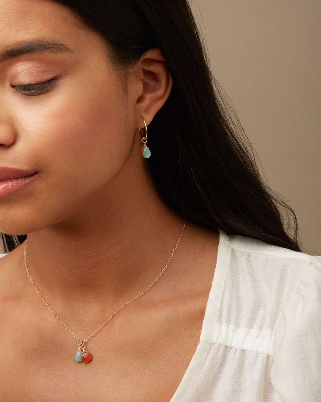 14K Gold Filled Amazonite & Carnelian Necklace | Inspiration Her