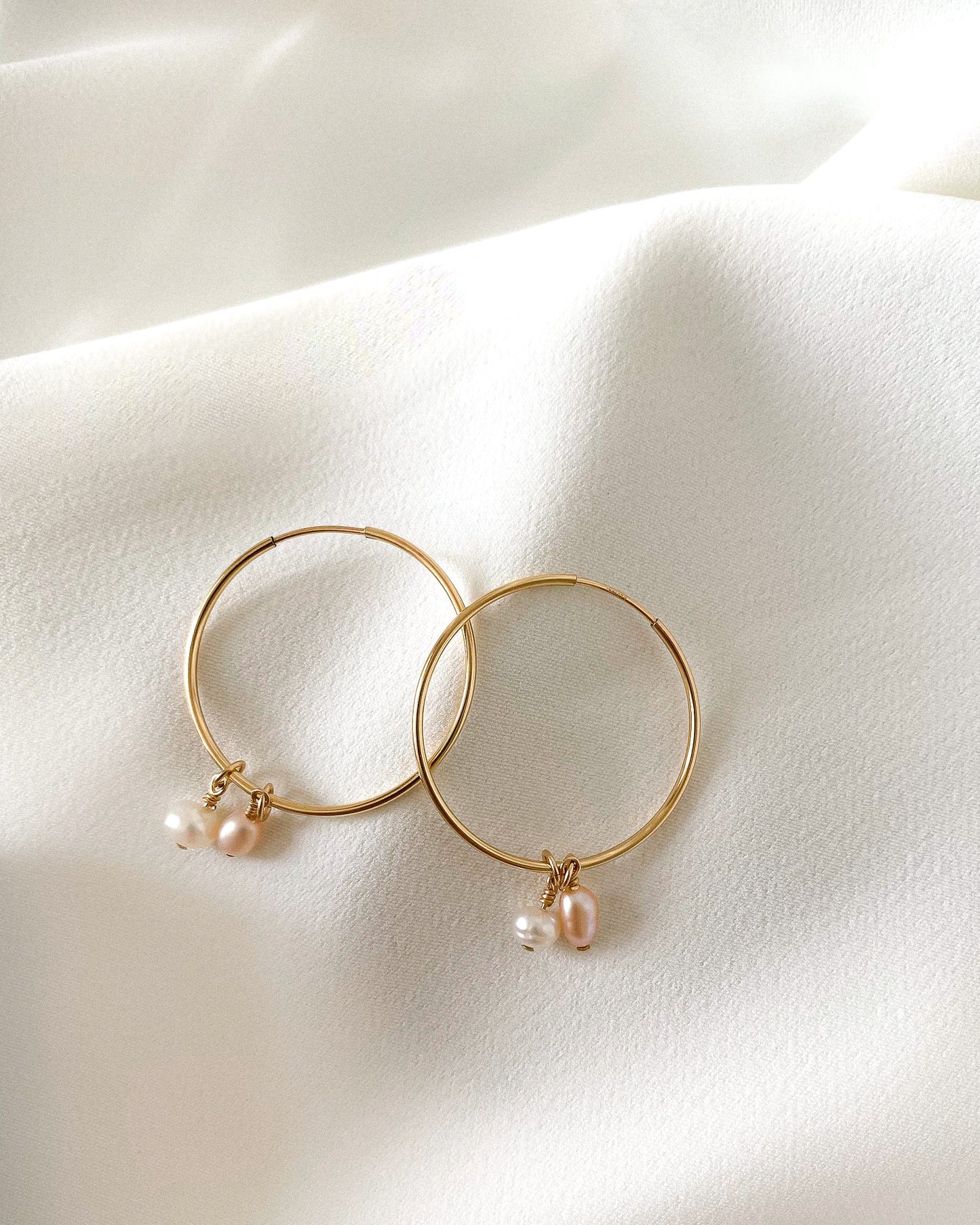 14K Gold Filled Pearl Hoop Earrings | Inspiration Her Jewellery