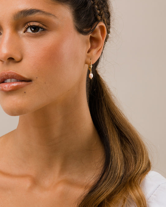 14K Gold Filled Peach Pearl Earrings | Inspiration Her Jewellery