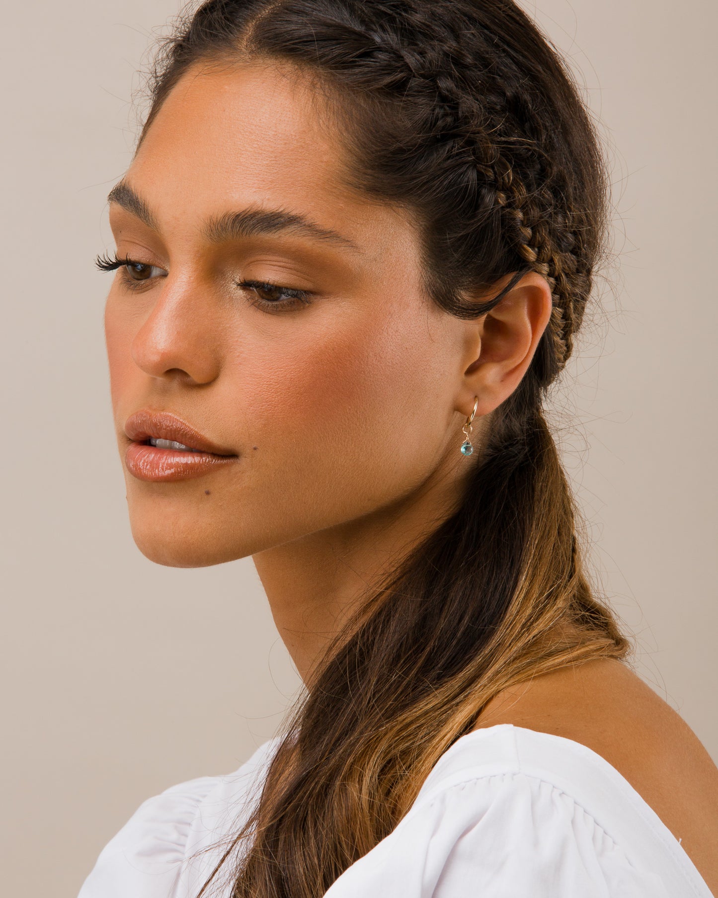14K Gold Filled Green Apatite Hoop Earrings | Inspiration Her Jewellery
